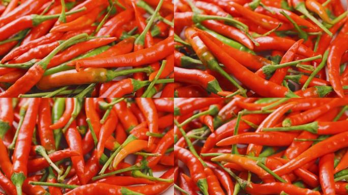 红辣椒在碗里旋转。辛辣风味的香料食物菜单。