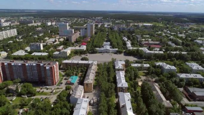叶卡捷琳堡市的空中无人机镜头