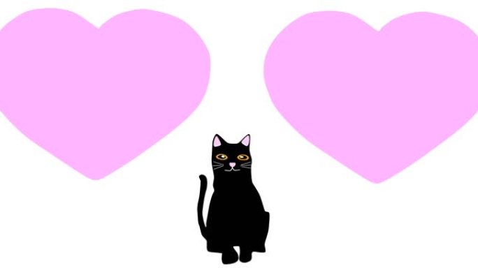 交替跳动的心脏和黑猫，插图
