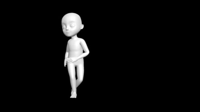 跳舞的宝贝。婴儿3D动画。阿尔法。