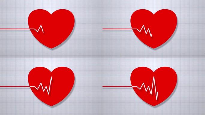 心率监测器。脉动的红心。心跳，显示器上的线。