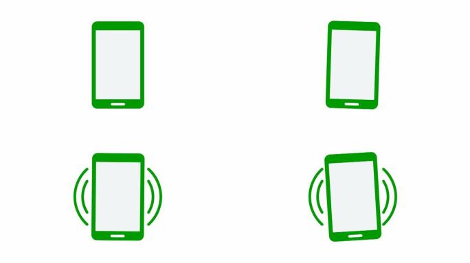 手机的动画绿色图标。智能手机的象征。沟通的概念。循环视频。矢量插图孤立在白色背景上。