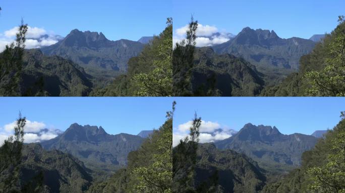 从留尼汪岛的Sentier侦察兵步道看到的马法特里克山脉