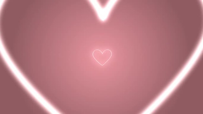 粉色美丽心形流动隧道快速无缝，抽象浪漫未来背景，循环3d动画，圣诞节和情人节，爱情关系节日活动