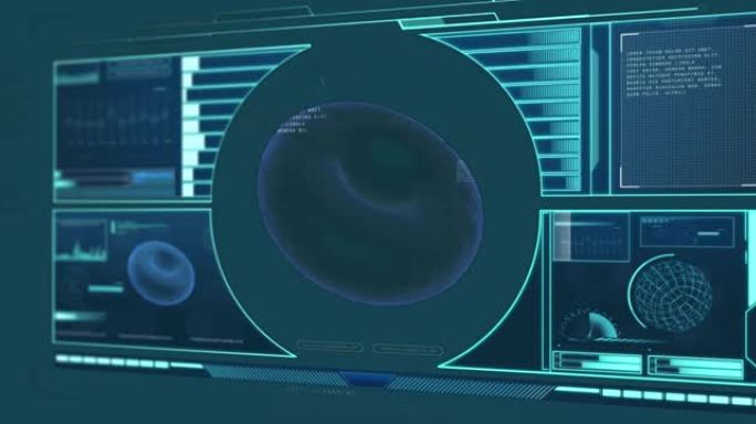 数字屏幕上的医疗数据对红细胞和范围扫描的动画