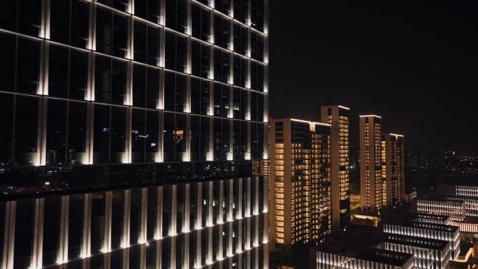 亚运村航拍建筑夜景4K