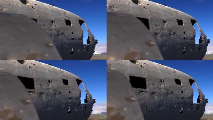 飞机失事，冰岛海滩，坠毁的DC 3飞机