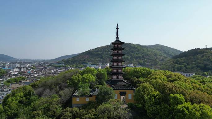 铜观音寺 太湖 晚樱 航拍 晴天 寺庙