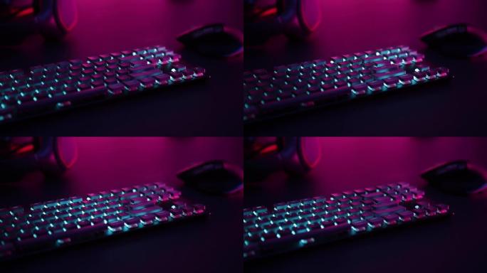游戏键盘与彩色呼吸背光RGB颜色完美体验。