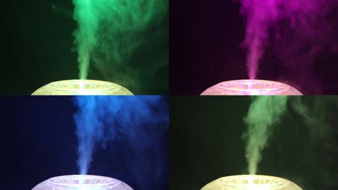 彩色水雾，加湿器，氛围感，烟雾