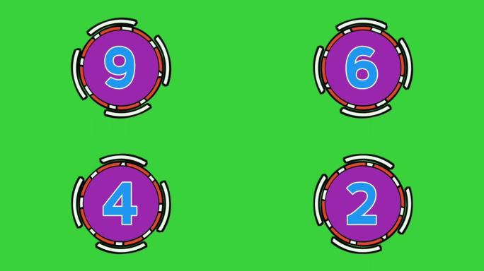 倒计时十到一个动画，如在裂瓣或solari显示。用于键控的色度键绿色背景。