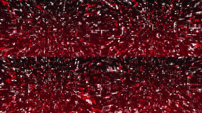 4k红色抽象商务数字技术方形形状和圆点红色背景