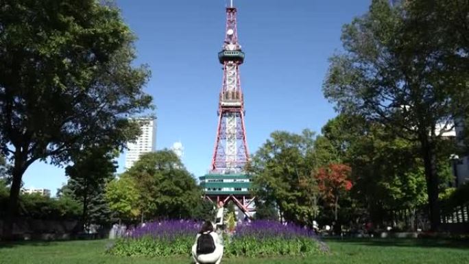 大通公园股票视频中的延时札幌塔