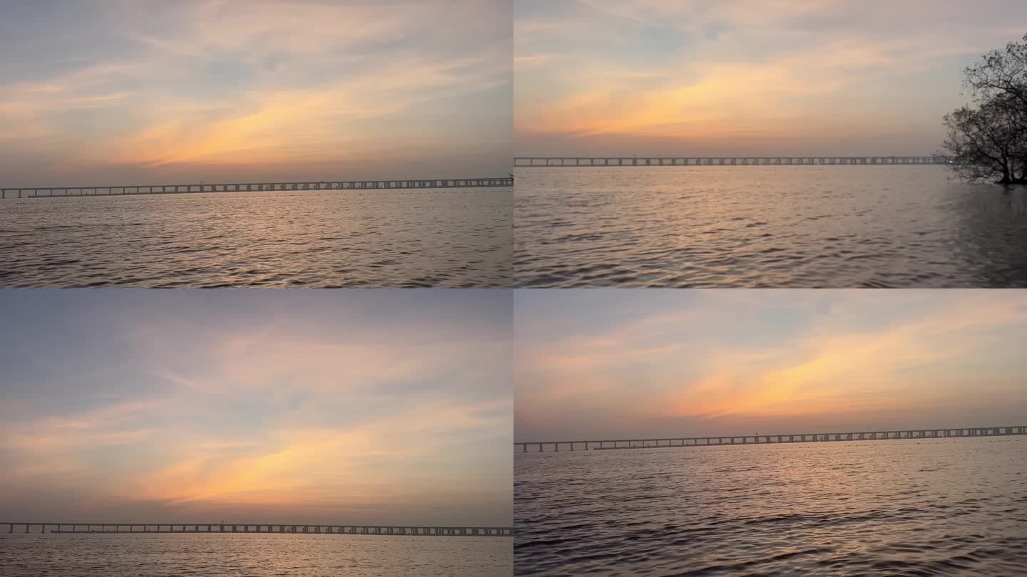 海面前进摇晃速度感海边夕阳景色
