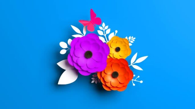 抽象世界卫生日概念，蓝色背景上有鲜花