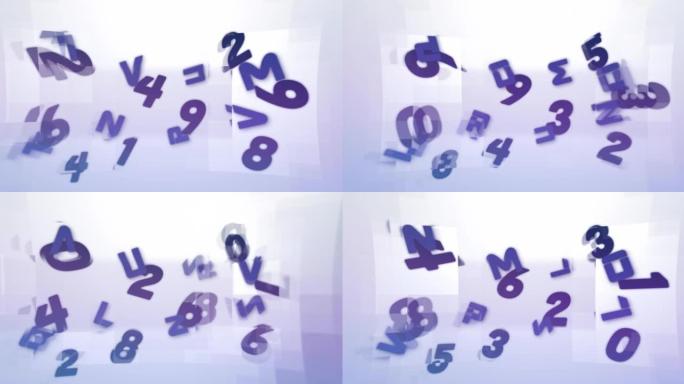 在白色背景上改变数字和字母在正方形形状上移动的数字动画