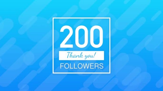 200追随者，谢谢，社交网站发布。谢谢追随者祝贺卡。运动图形。