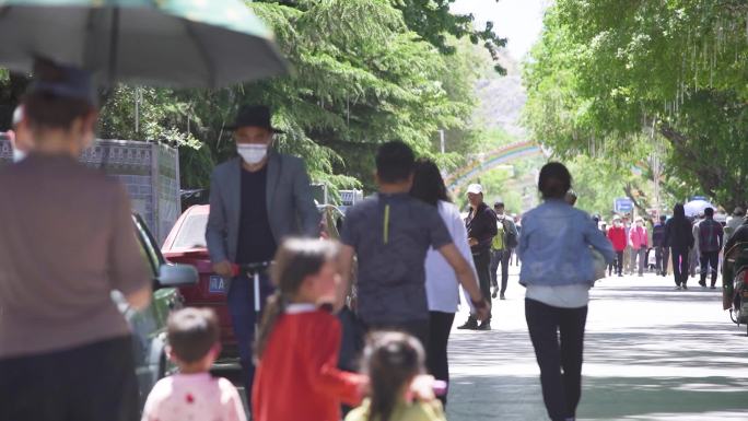 高原街上 林荫街道 绿色街道 夏天街道