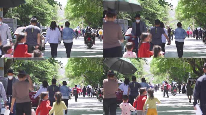 高原街上 林荫街道 绿色街道 夏天街道