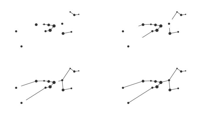 金牛座星座。夜空中的星星。黑白线条艺术风格的星座。星系团。横向构图，4k视频质量