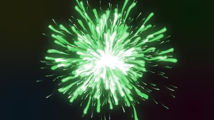 绿色粒子爆炸，未来粒子宇宙冲击波能量空间3D渲染