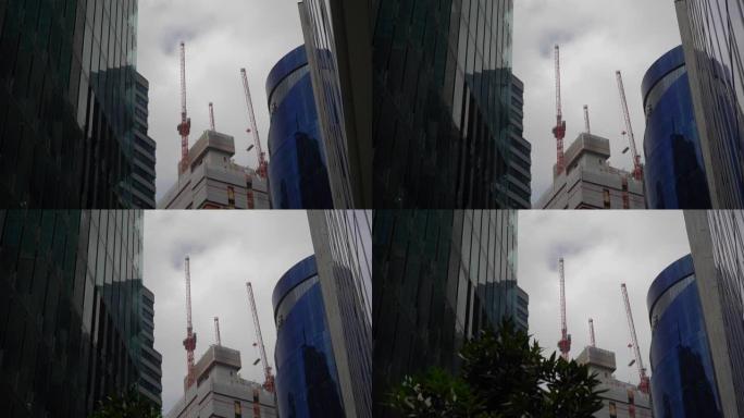 新加坡市中心写字楼正面建筑正面景观慢动作全景4k