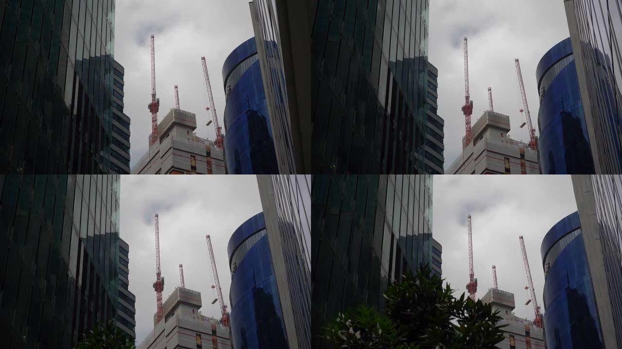 新加坡市中心写字楼正面建筑正面景观慢动作全景4k