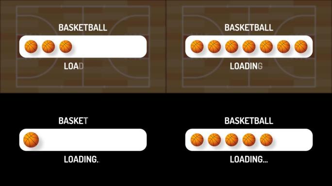 篮球进度条。篮球加载栏插图运动设计动画。带阿尔法哑光频道的4k运动视频动画