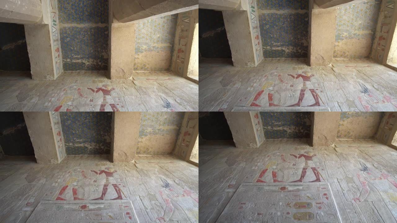 埃及哈特谢普苏特太平间壁画彩绘象形文字
