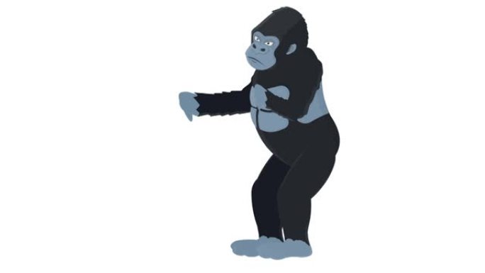 大猩猩。猴子动物的动画。卡通