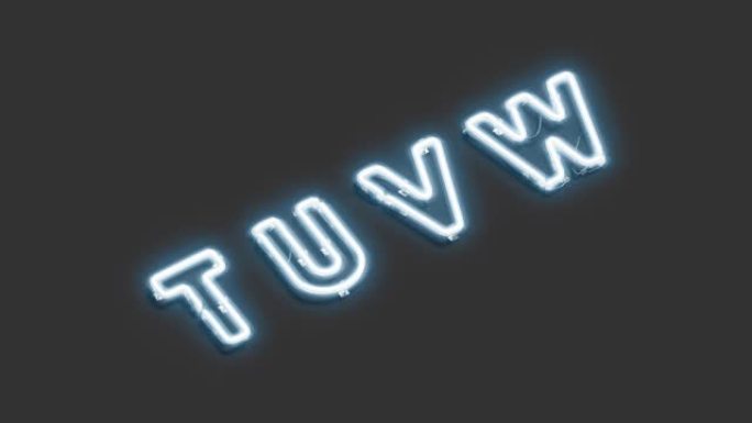 霓虹灯T U V W字母，破损的照明字体模型