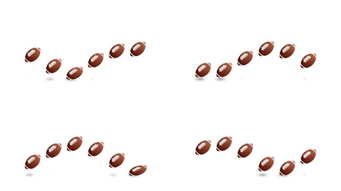 跳跃足球。美式足球运动加载进度条插图运动设计动画。带阿尔法哑光频道的4k运动视频动画