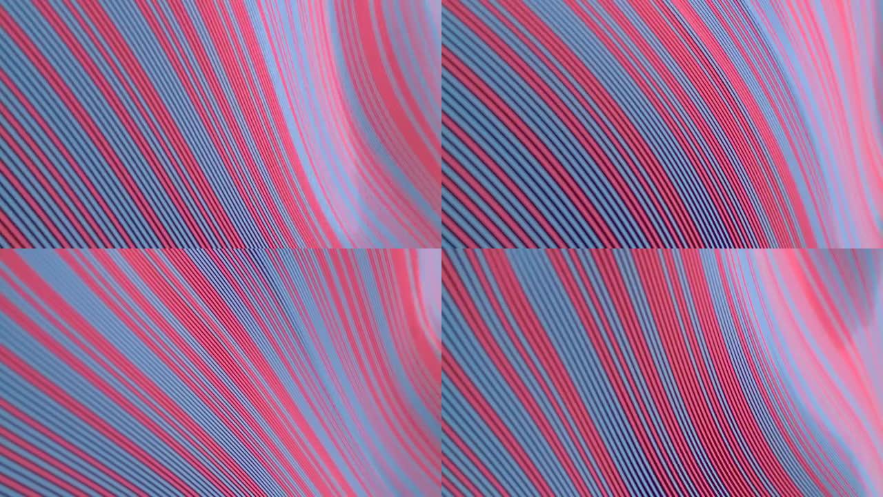 浮动五彩线条纹图案的波浪形数字动画。线条艺术几何背景。3d渲染高清