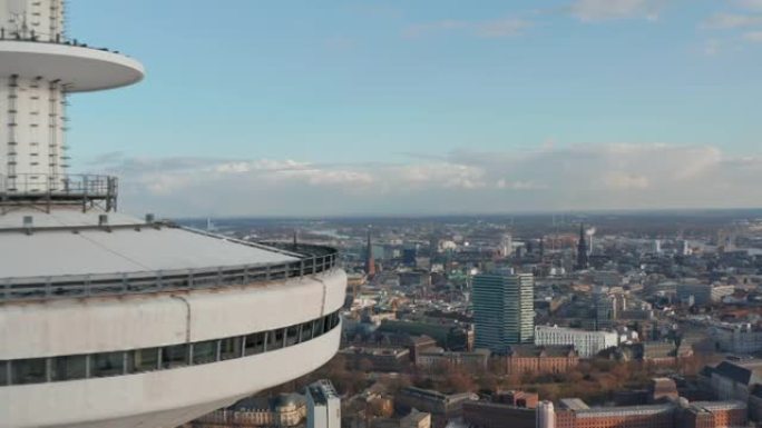 海因里希·赫兹电视塔背后的汉堡城市天际线的揭示
