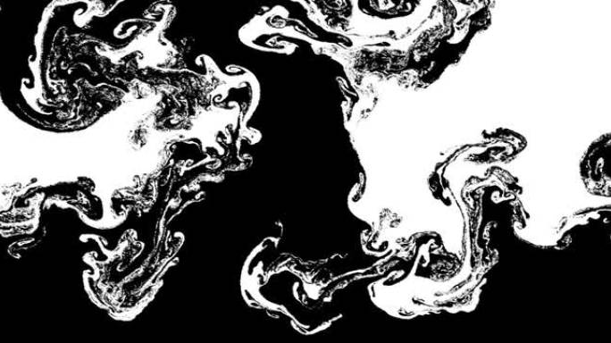 黑白颜色绘画在运动3D渲染中流动和融合