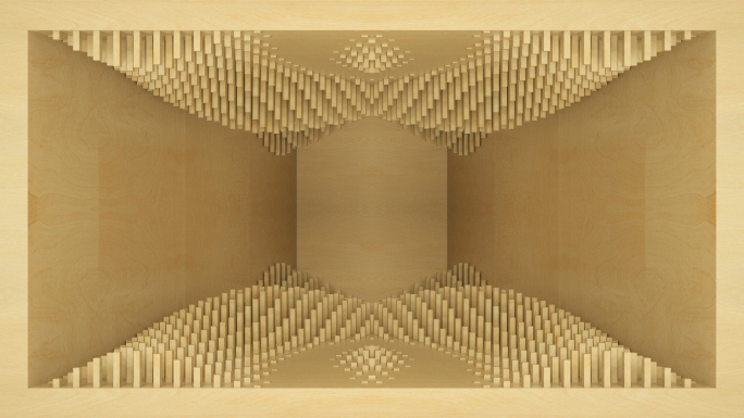 【裸眼3D】原木方条立体园林意境艺术空间