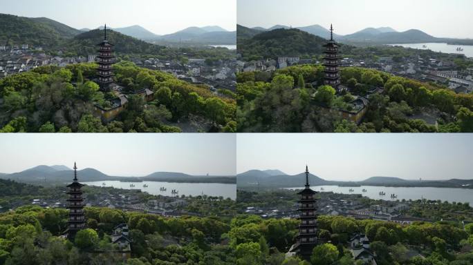 铜观音寺 太湖 晚樱 航拍 晴天 寺庙