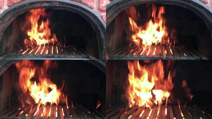 火烧的空烧烤烧烤炉
