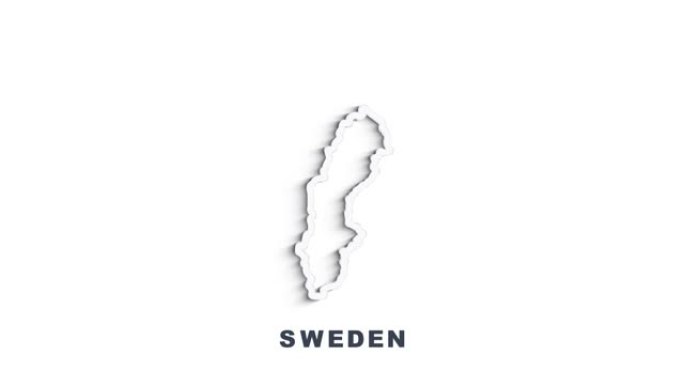 直线地图瑞典国旗在定格效果。瑞典国旗笔触艺术背景。高质量4k镜头