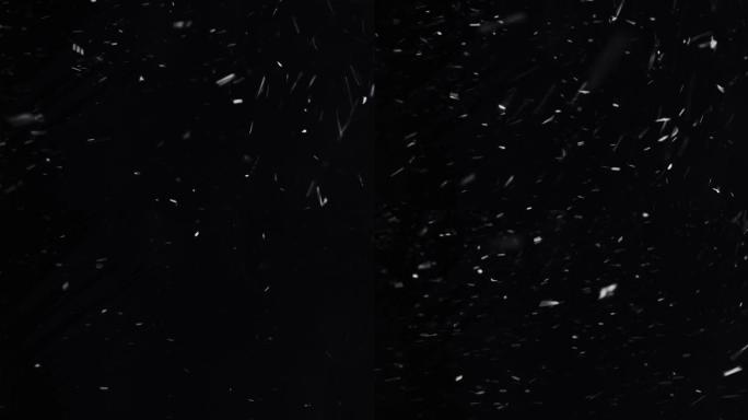 黑色的暴风雪。真正的雪花，大雪。密集的北极暴风雪在旋转。暴雪元素。暴雪VFX插入。圣诞节暴风雪。雪风