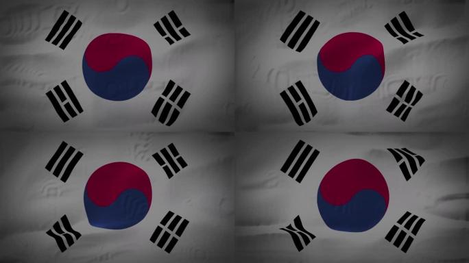 3D韩国国旗织物表面背景动画的高质量镜头