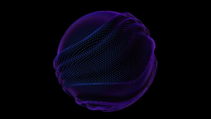 粒子环抽象球体上的畸变波。球形点阵列的数字数据飞溅。圆形波形UI元素。未来主义故障