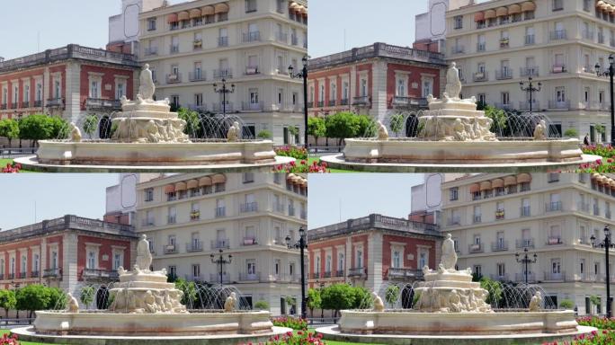 西班牙塞维利亚的h í spalis喷泉。位于主要街道宪法大道上