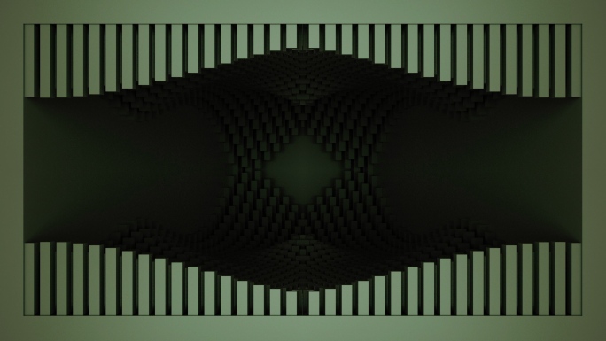 【裸眼3D】墨绿方条矩阵视觉艺术变化空间