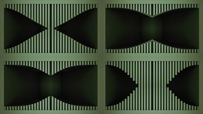 【裸眼3D】墨绿方条矩阵视觉艺术变化空间