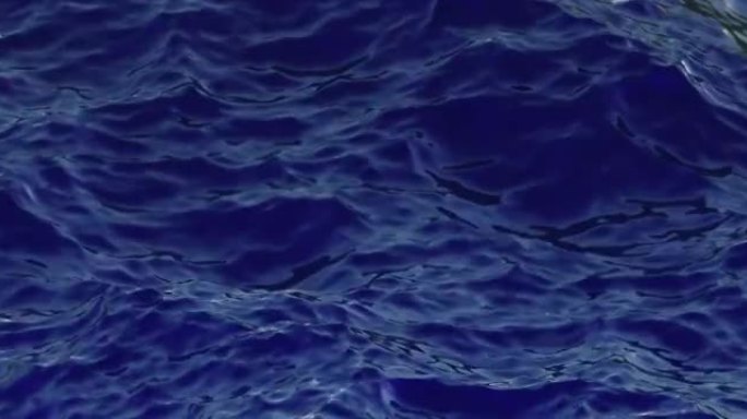 水面上有蓝波的3D循环动画。深蓝色海或海浪的无缝液体背景。