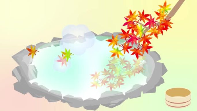秋季动画中的日本温泉