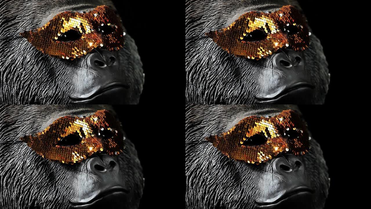 大猩猩的镜头掩盖了黑暗的背景