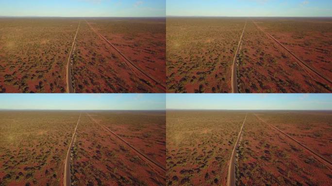 澳大利亚长直沙漠公路和火车线