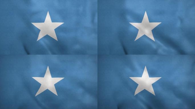 索马里国旗在风中飘扬。无缝循环